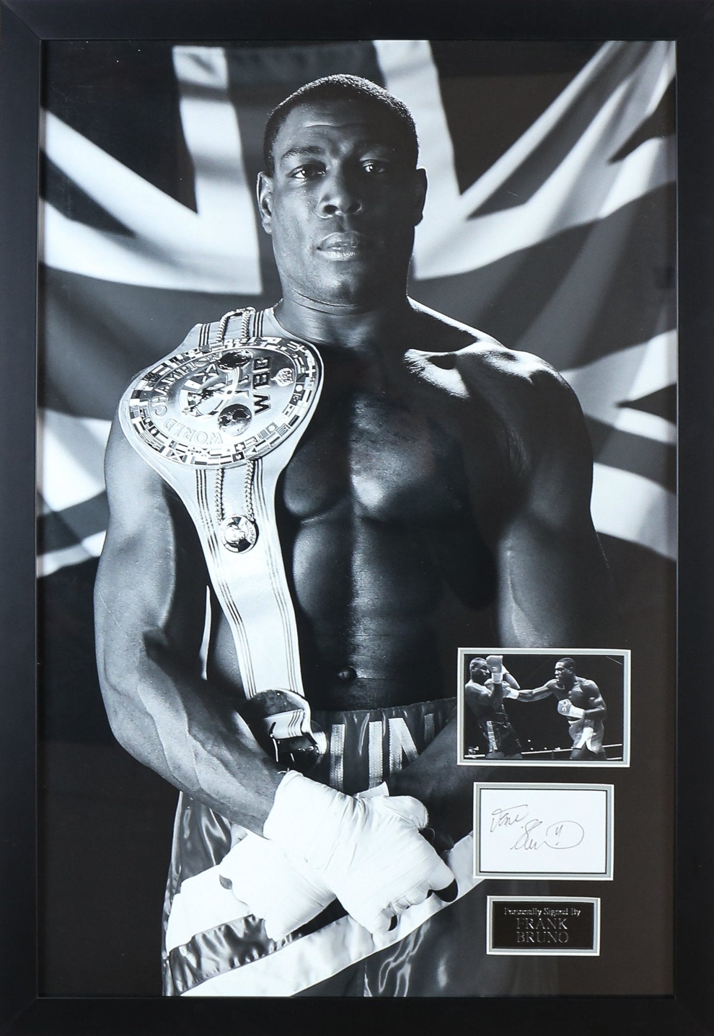 Frank Bruno Signed White card Framed Display - Memorabilia Framers Shop